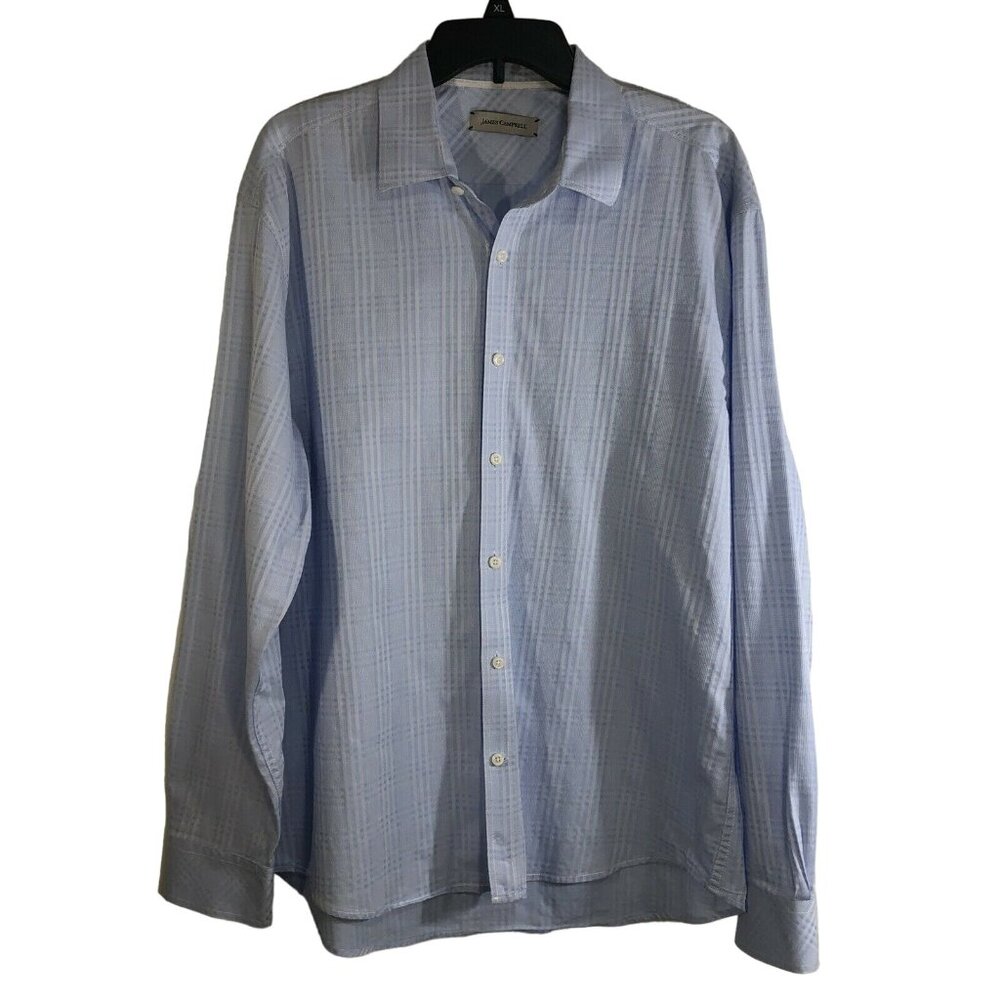 James Campbell Mens Blue Long Sleeve Button Up Shirt Size XL